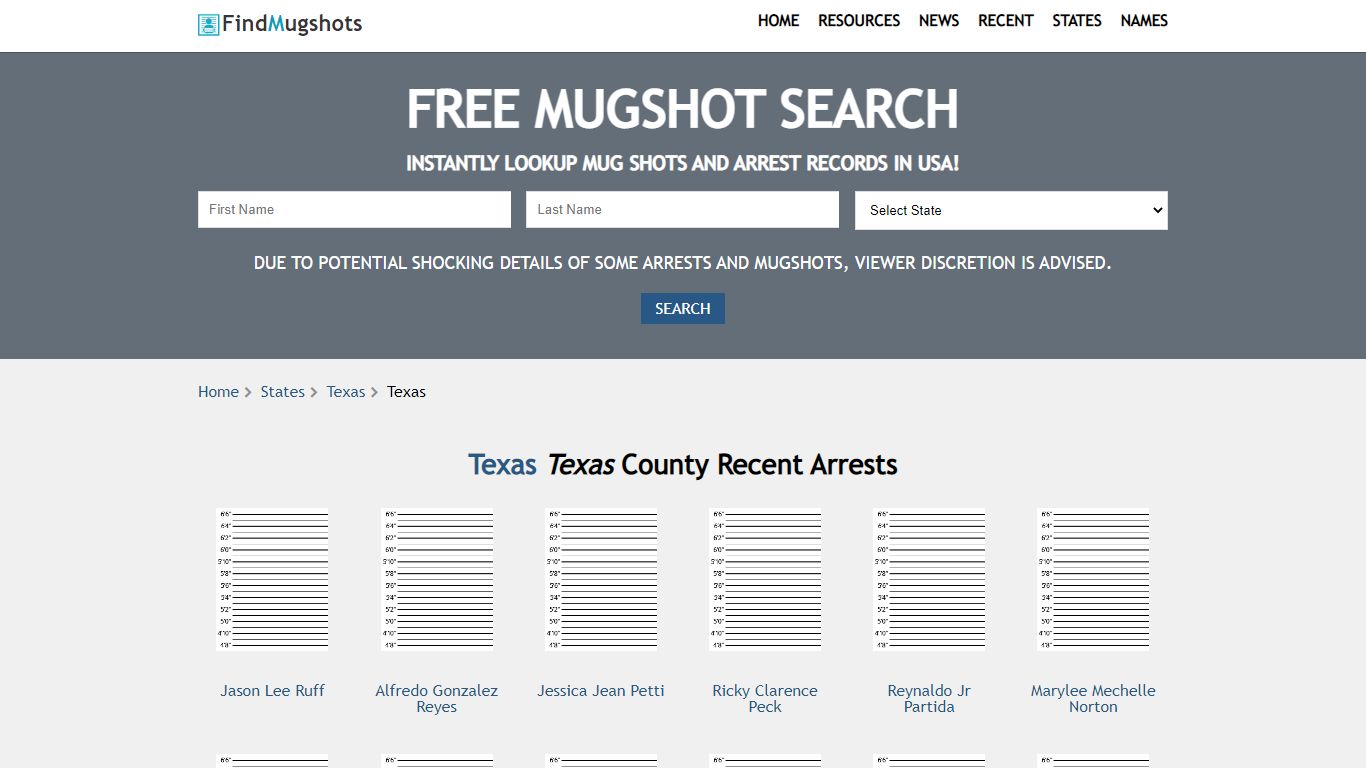 Find Texas Texas Mugshots - Find Mugshots